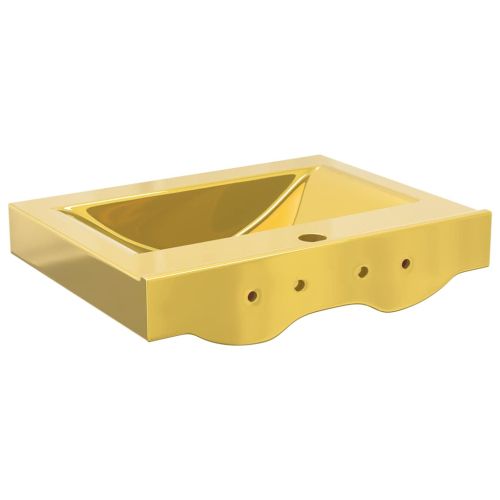 Мивка с преливник, 60x46x16 см, керамична, златиста