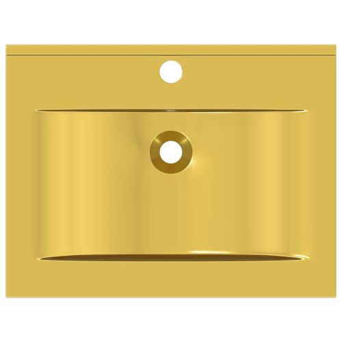 Мивка с преливник, 60x46x16 см, керамична, златиста