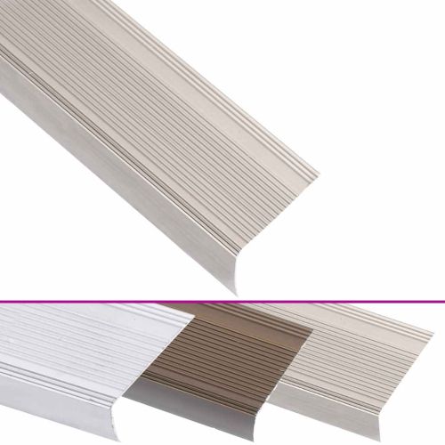 Ръбове за стъпала, Г-образни, 5 бр, алуминий, 100 см, шампанско