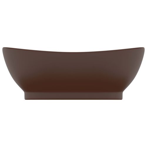 Мивка с преливник лукс овал тъмнокафяв мат 58,5x39 см керамика