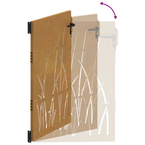 Градинска порта 100x150 см, дизайн с кортен стомана и трева