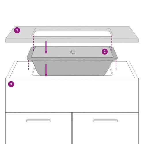 Мивка за баня, бяла, 52x38,5x19,5 см, правоъгълна, керамика