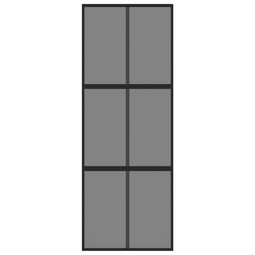 Плъзгаща се врата, черна, 76x205 см, закалено стъкло и алуминий