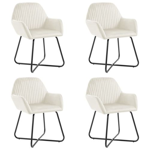 Трапезни столове, 4 бр, кремави, кадифе