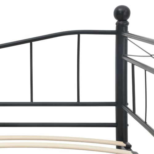 Рамка за легло, черна, стомана, 180x200/90x200 см