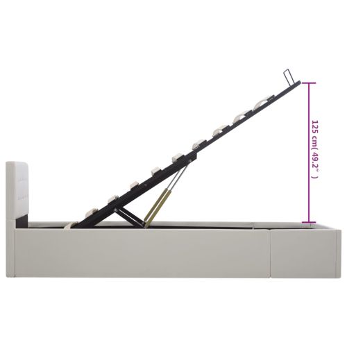 Легло с повдигащ механизъм, бяло, изкуствена кожа, 90x200 cм