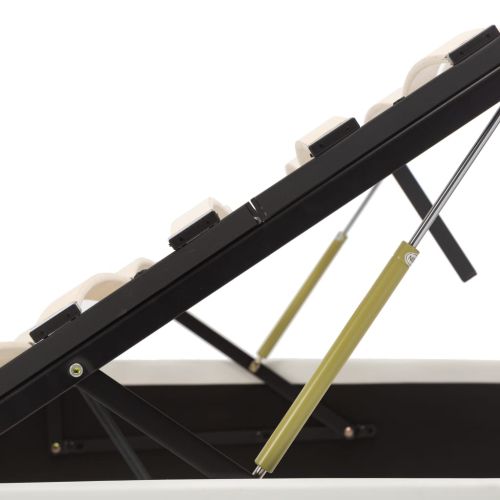 Легло с повдигащ механизъм, бяло, изкуствена кожа, 140x200 cм