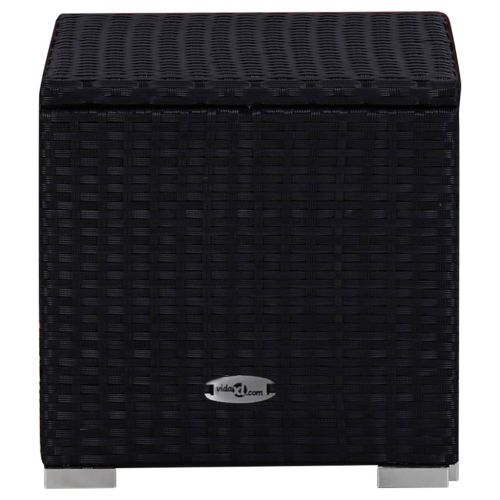 Градински шезлонги с маса за чай, 3 части, полиратан, черни