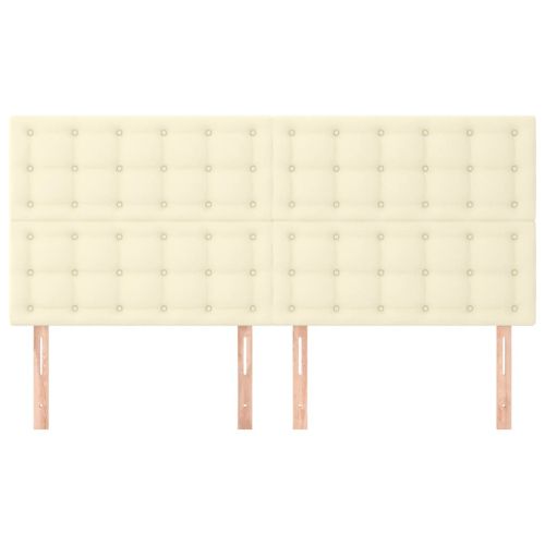 Табла за легло, кремава, 200x5x118/128 см, изкуствена кожа
