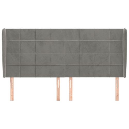 Горна табла за легло с уши,светлосива, 203x23x118/128 см кадифе