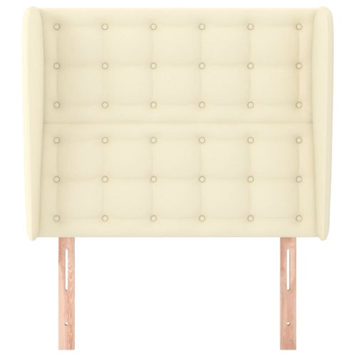 Горна табла с уши, кремава, 103x23x118/128 см, изкуствена кожа