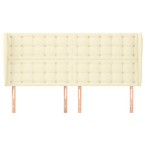 Горна табла за легло с уши, черна, 183x23x118/128 см, еко кожа