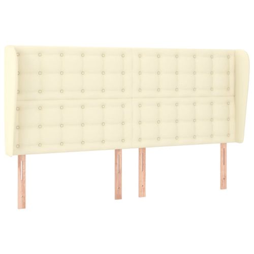 Горна табла с уши, кремава, 203x23x118/128 см, изкуствена кожа