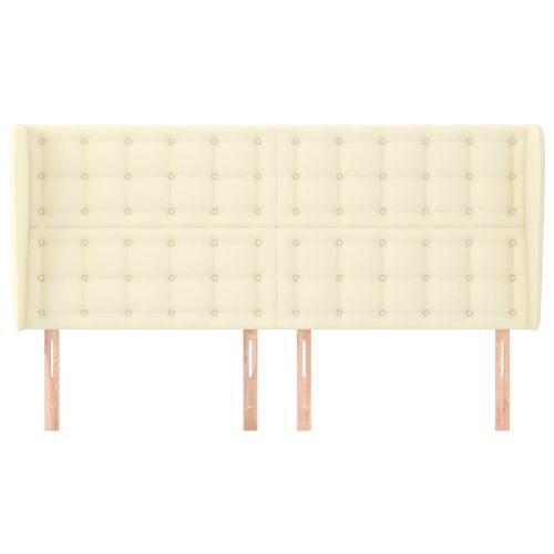 Горна табла с уши, кремава, 203x23x118/128 см, изкуствена кожа