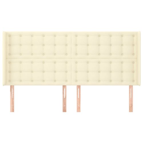 Горна табла с уши, кремава, 163x16x118/128 см, изкуствена кожа