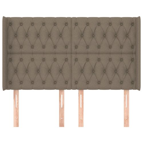 Горна табла за легло с уши, таупе, 163x16x118/128 см, плат