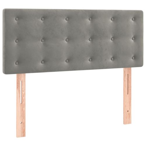 Боксспринг легло с матрак и LED, светлосиво, 100x200 см, кадифе