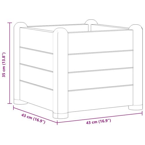 Градинска висока леха, PP, сива, 43x43x35 см