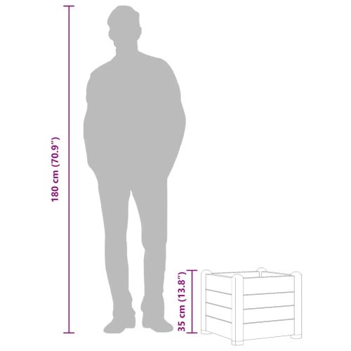 Градинска висока леха, PP, сива, 43x43x35 см