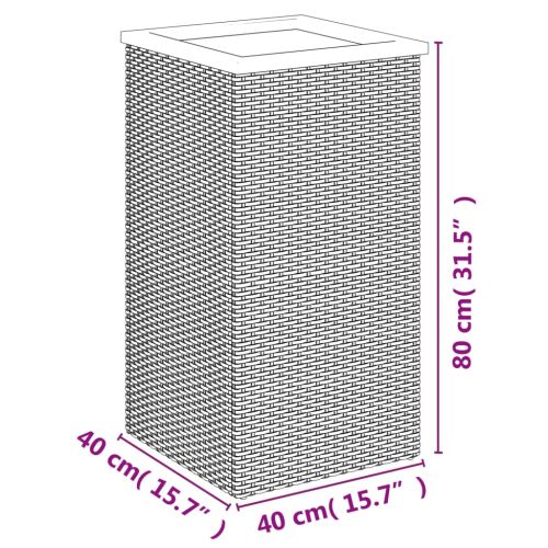 Кашпа, черна, 40x40x80 см, полиратан