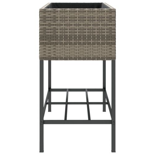 Градински плантери с рафт, 2 бр, сив, 90x40x75 см, полиратан