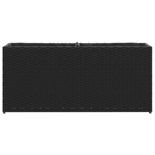 Градински плантери с 2 саксии 2 бр черни 90x20x40 см полиратан