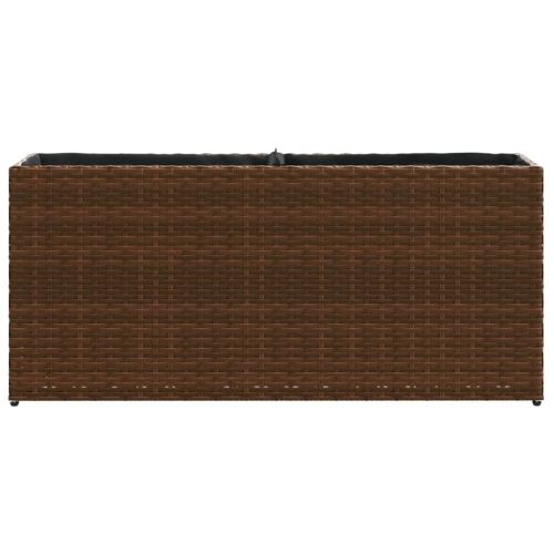 Градински плантери с 2 саксии 2 бр кафяви 90x20x40 см полиратан