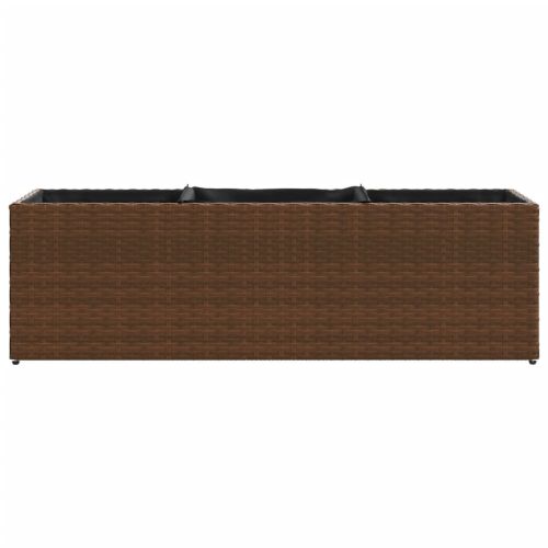 Градински плантери с 3 саксии 2 бр кафяви 105x30x32см полиратан