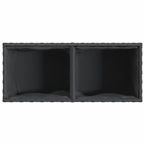 Градински плантери с 2 саксии 2 бр черни 72x30x32 см полиратан