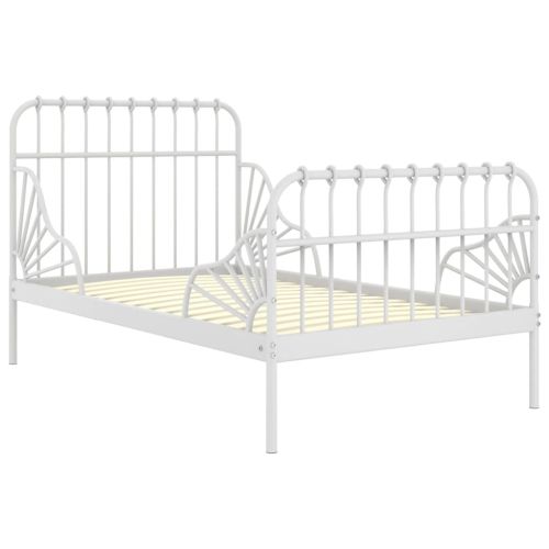 Разтегателна рамка за легло, бяла, метал, 80x130/200 cм