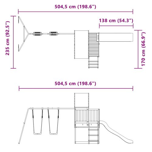 Комбинирано детско съоръжение, масивна дугласка дървесина