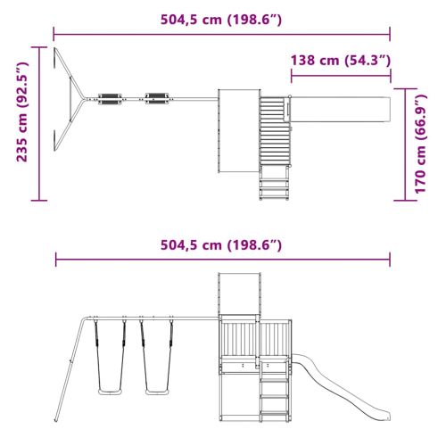 Комбинирано детско съоръжение за игра, импрегниран бор
