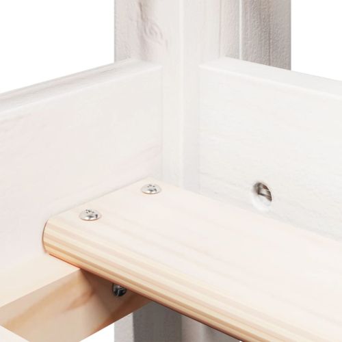 Таванско легло със стълба и покрив, бяло, 90x190 см, бор масив