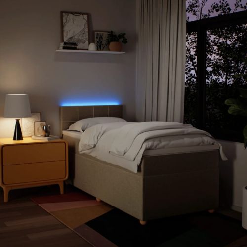 Боксспринг легло с матрак, кремава, 80x200 см, плат