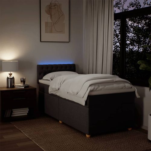 Боксспринг легло с матрак, тъмнокафяво, 90x190 см, плат