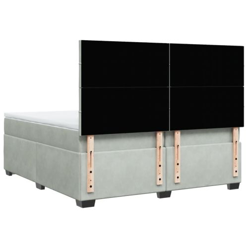 Боксспринг легло с матрак, светлосиво, 200x200 см, кадифе