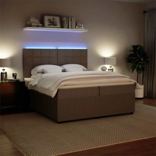 Боксспринг легло с матрак, светлосиво, 200x200 см, кадифе