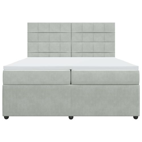 Боксспринг легло с матрак, светлосиво, 200x200 см, кадифе