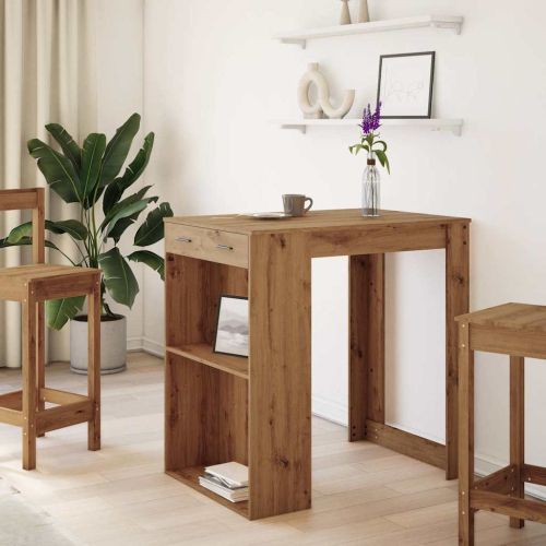 Бар маса, дъб артизан, 102x70x103,5 см, инженерно дърво