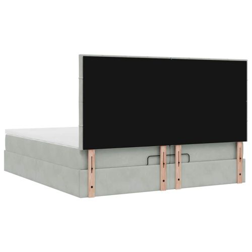 Османска легло с матраци, светлосиво, 200x200 см, кадифе