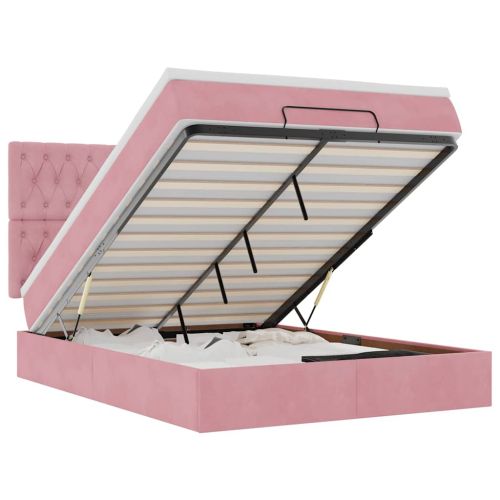 vidaXLL Легло с матраци розово 140x190cm кадифе