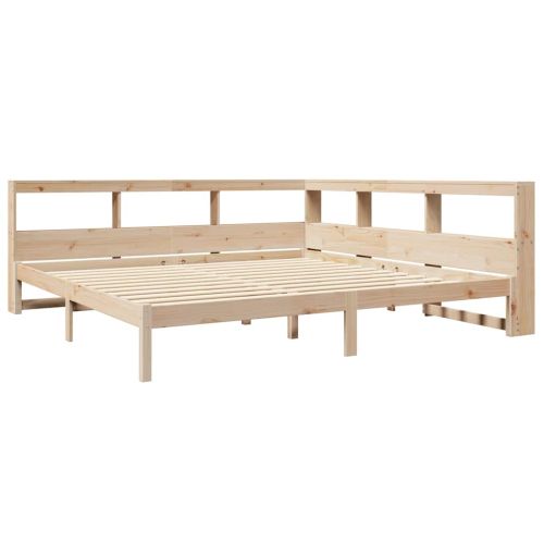 Легло с етажерка за книги, без матрак, 180x200 см, бор масив