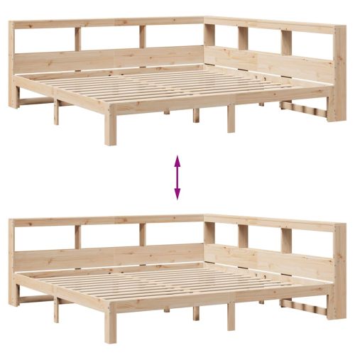 Легло с етажерка за книги, без матрак, 180x200 см, бор масив