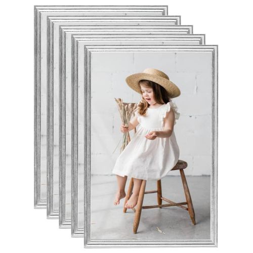 Фоторамки за колаж, 5 бр, за стена, сребристи, 70x90 см, МДФ