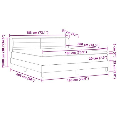 Легло с пружинирана основа Светлосиво 180 x 200 cm текстил