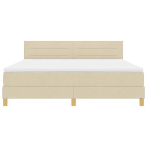 LED кутия за пружини с легло с матрак Крем 180 x 200 cm текстил