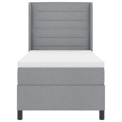 LED кутия за пружини с легло Светлосиво 90 x 200 cm текстил