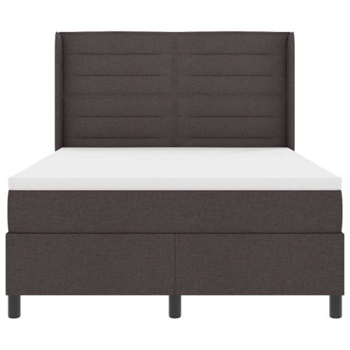 LED кутия за пружини с легло Тъмен кафяв 160 x 200 cm текстил