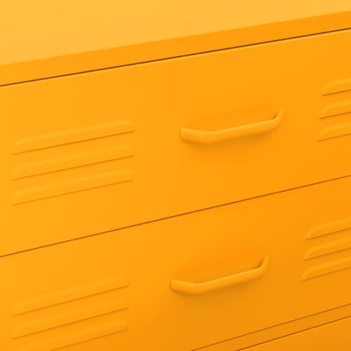 Шкаф с чекмеджета, горчица жълто, 80х35х101,5 см, стомана