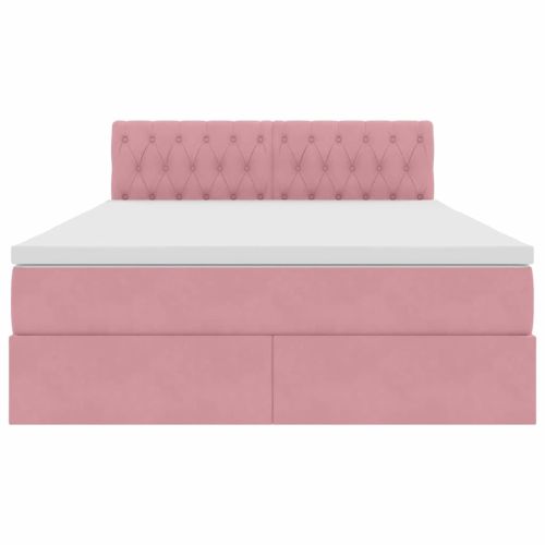 Легло с място за съхранение с матрак Розово 140 x 200 cm Кадифе
